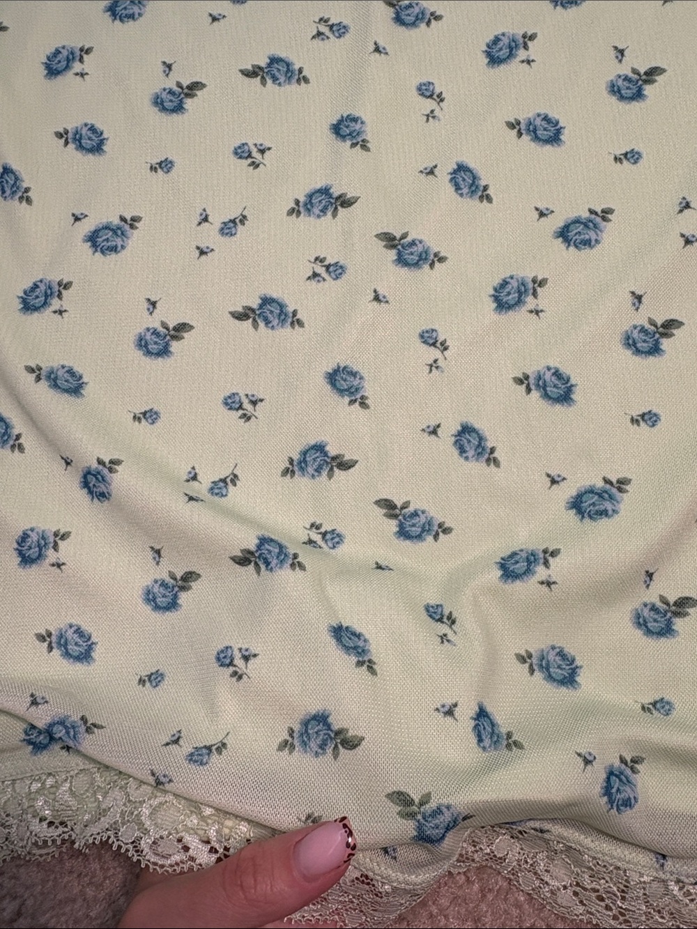 Wild Fable Women's Green Floral Slip Dress with Blue Rose Print - Picture 4 of 7